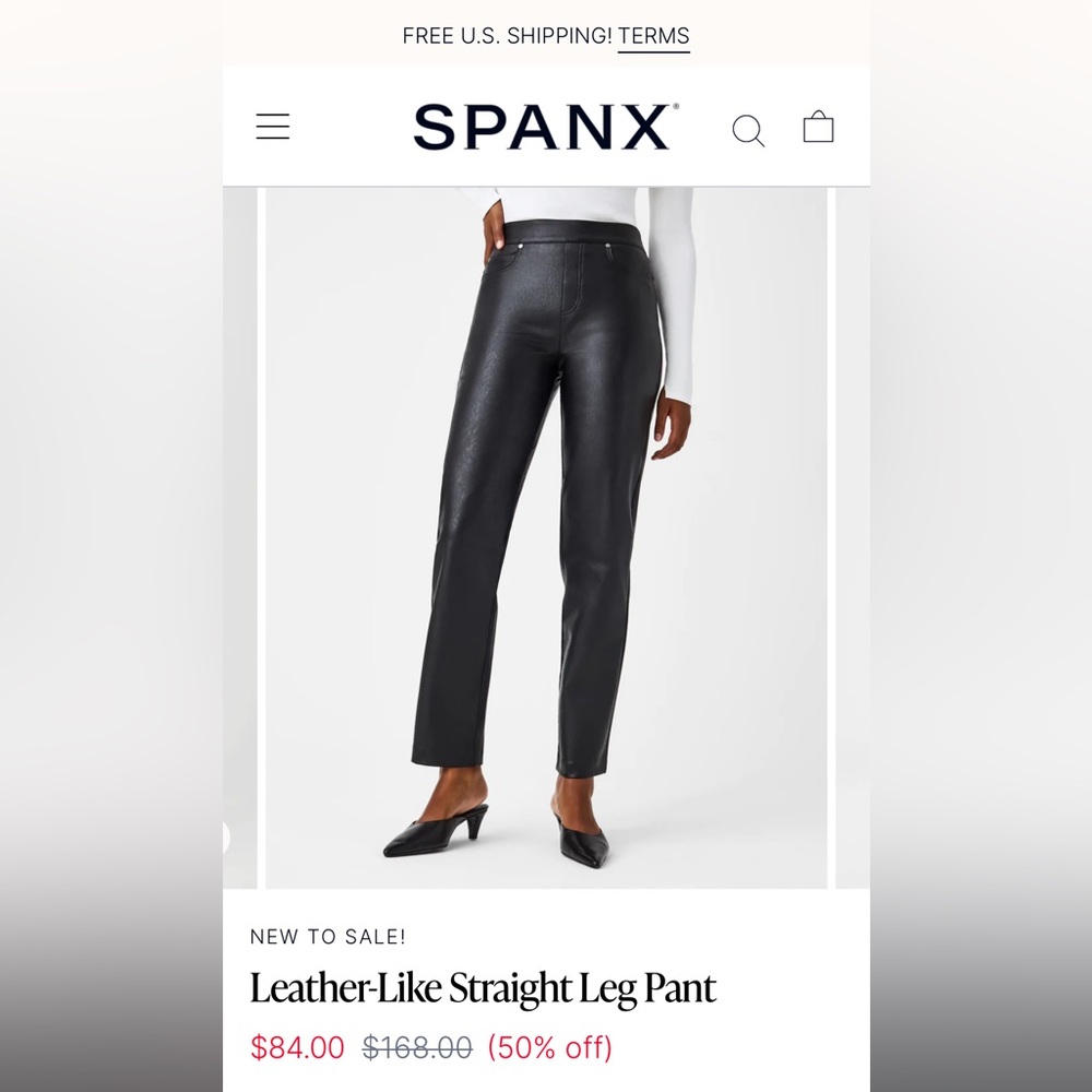 SPANX leather-like slim straight leg pants